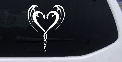Tribal Dragon Heart Car or Truck Window Decal Sticker (White)