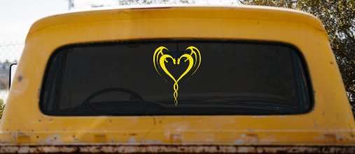 Tribal Dragon Heart Car or Truck Window Vinyl Decal Sticker (Yellow)