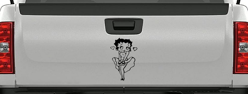 Betty Boop Skirt Lady Biker Cartoons Car or Truck Window Decal Sticker (Black)