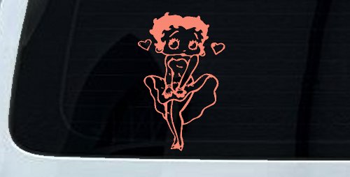 Betty Boop Skirt Lady Biker Cartoons Car or Truck Window Decal Sticker (Coral)