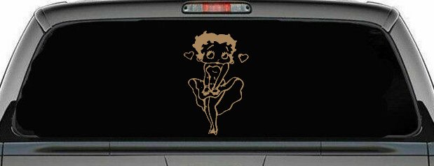 Betty Boop Skirt Lady Biker Cartoons Car or Truck Window Decal Sticker (Light Brown)