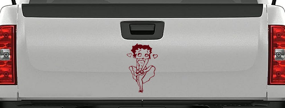 Betty Boop Skirt Lady Biker Cartoons Car or Truck Window Decal Sticker (Purple Red)