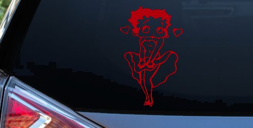 Betty Boop Skirt Lady Biker Cartoons Car or Truck Window Decal Sticker (Red)