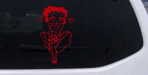 Betty Boop Skirt Lady Biker Cartoons Car or Truck Window Decal Sticker (Red)