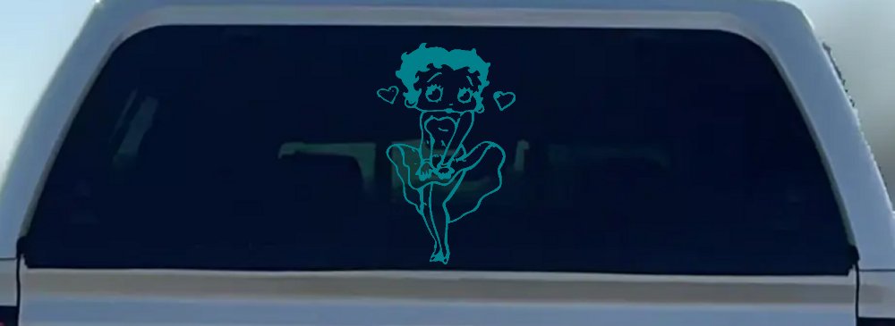 Betty Boop Skirt Lady Biker Cartoons Car or Truck Window Decal Sticker (Turquoise Blue)