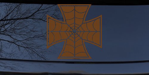 Chopper Iron Cross Spider Web Biker Car or Truck Window Decal Sticker