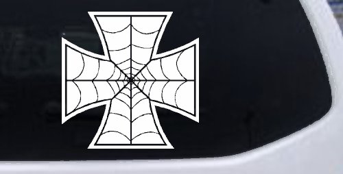 Chopper Iron Cross Spider Web Biker Car or Truck Window Decal Sticker