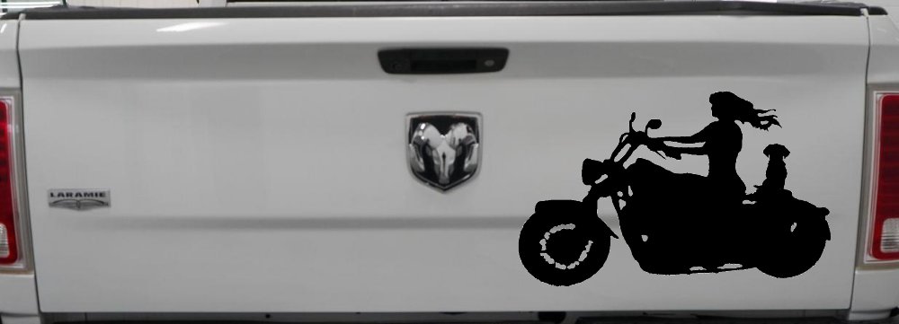 Women Biker With Jack Russell Terrier Car or Truck Window Decal Sticker
