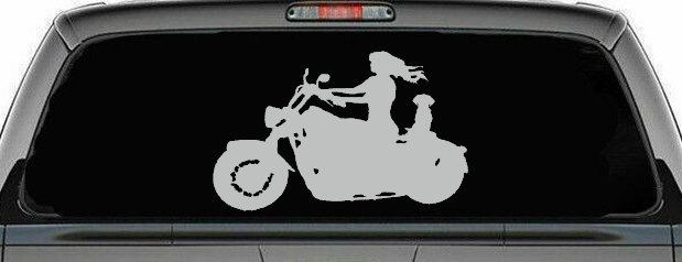 Women Biker With Jack Russell Terrier Car or Truck Window Decal Sticker