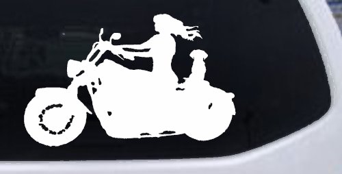Women Biker With Jack Russell Terrier Car or Truck Window Decal Sticker