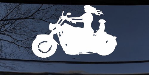 Women Biker With Jack Russell Terrier Car or Truck Window Vinyl Decal Sticker (White)