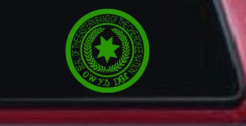 Seal of the Eastern Band of The Cherokee Nation Native American Indian Car or Truck Window Decal Sticker (Lime)