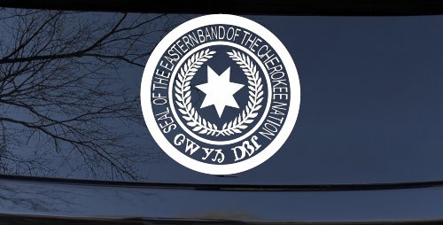 Seal of the Eastern Band of The Cherokee Nation Native American Indian Car or Truck Window Decal Sticker (White)