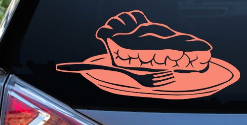 Slice of Pie Restaurant Window Lettering  Business Car or Truck Window Decal Sticker (Coral)