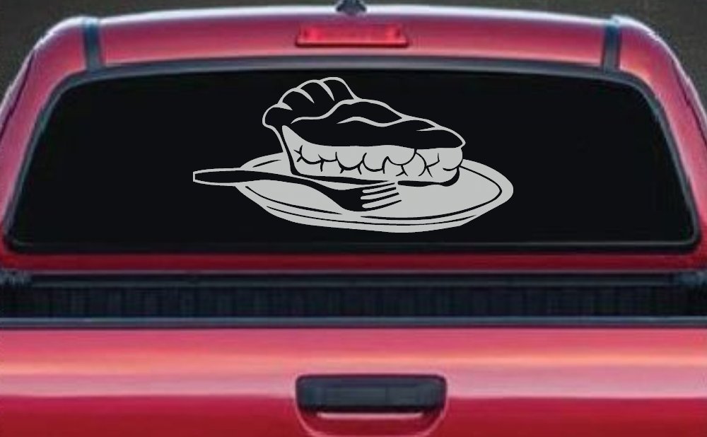 Slice of Pie Restaurant Window Lettering  Business Car or Truck Window Decal Sticker (Light Gray)
