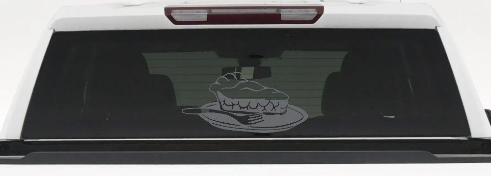 Slice of Pie Restaurant Window Lettering  Business Car or Truck Window Decal Sticker (Silver)