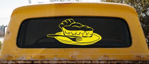 Slice of Pie Restaurant Window Lettering  Business Car or Truck Window Decal Sticker (Yellow)