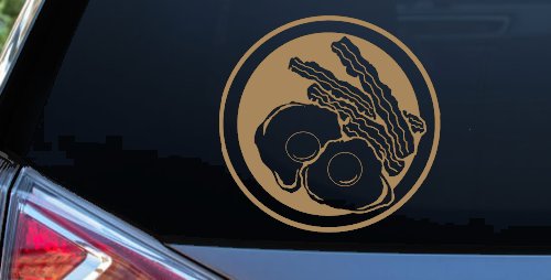 Bacon and Eggs Business Window Lettering Sign Car or Truck Window Decal Sticker (Light Brown)