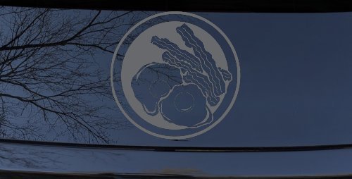 Bacon and Eggs Business Window Lettering Sign Car or Truck Window Decal Sticker (Silver)