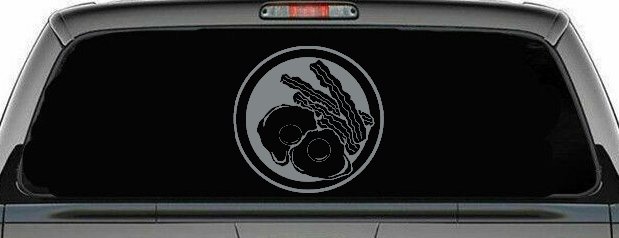 Bacon and Eggs Business Window Lettering Sign Car or Truck Window Decal Sticker (Telegrey)