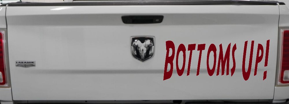 Bottoms Up Country Car or Truck Window Vinyl Decal Sticker (Burgundy)