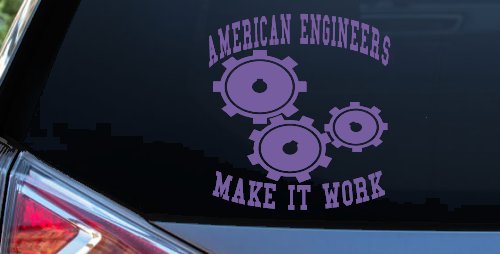 American Engineers Make It Work Car or Truck Window Decal Sticker (Purple)