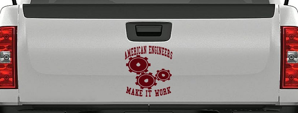 American Engineers Make It Work Car or Truck Window Decal Sticker (Purple Red)