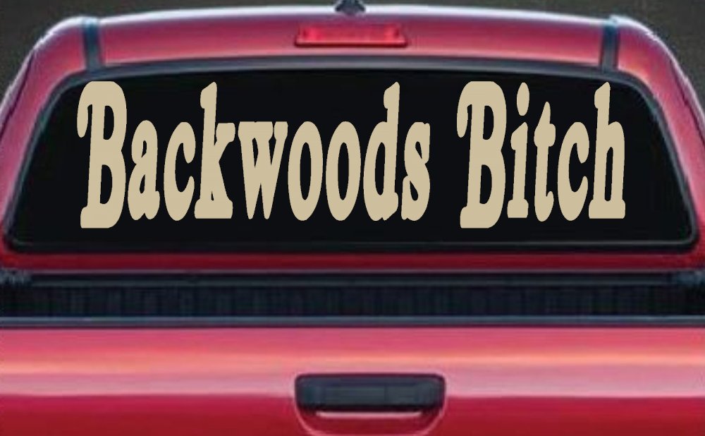 Backwoods Bitch Country Car or Truck Window Decal Sticker (Desert Sand)
