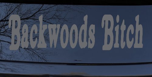 Backwoods Bitch Country Car or Truck Window Decal Sticker (Silver)