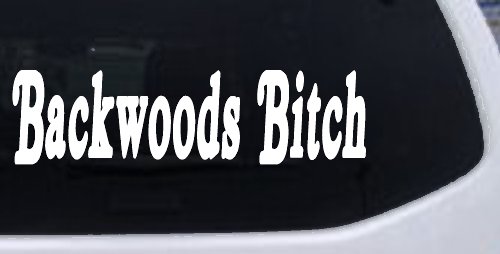 Backwoods Bitch Country Car or Truck Window Decal Sticker (White)