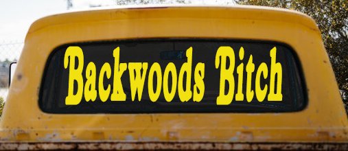 Backwoods Bitch Country Car or Truck Window Vinyl Decal Sticker (Yellow)