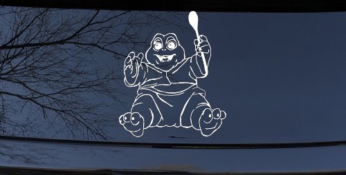Baby Dinosaur Car or Truck Window Decal Sticker (White)
