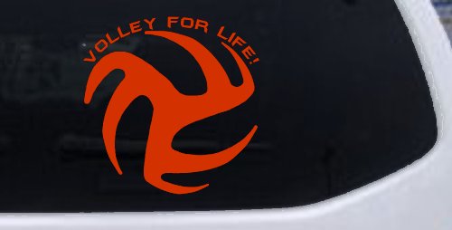 Volley For Life Car or Truck Window Decal Sticker (Orange Red)