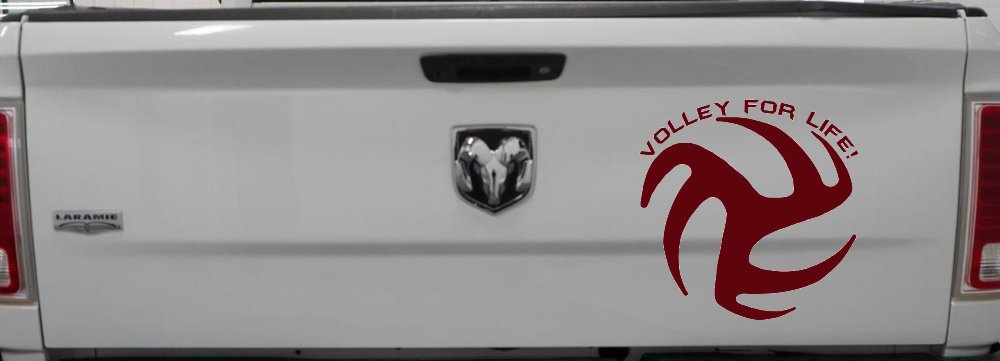 Volley For Life Car or Truck Window Decal Sticker (Purple Red)