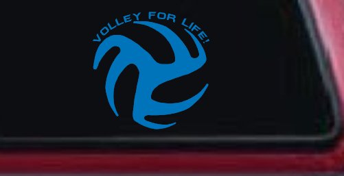 Volley For Life Car or Truck Window Decal Sticker (Sky Blue)