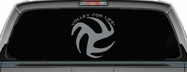 Volley For Life Car or Truck Window Decal Sticker (Telegrey)