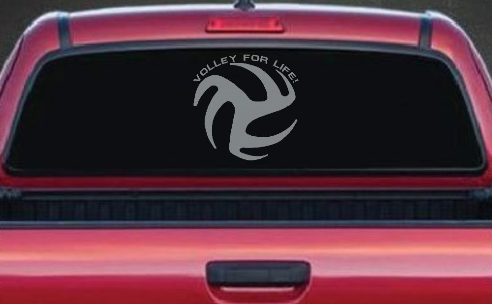 Volley For Life Car or Truck Window Vinyl Decal Sticker (Telegrey)