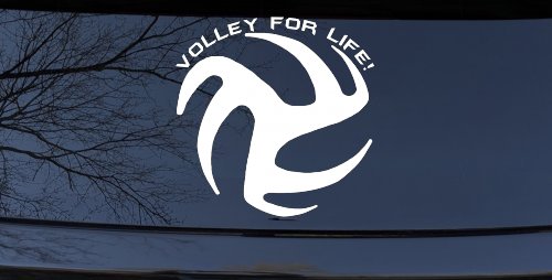 Volley For Life Car or Truck Window Vinyl Decal Sticker (White)