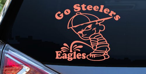 Go Steelers Pee On Eagles Calvin Facing Left Special Orders Car or Truck Window Decal Sticker
