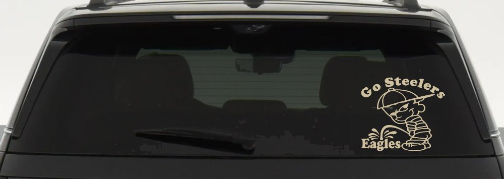 Go Steelers Pee On Eagles Calvin Facing Left Special Orders Car or Truck Window Decal Sticker