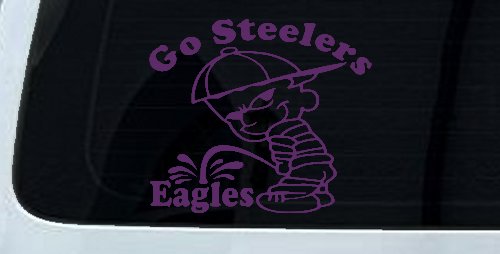 Go Steelers Pee On Eagles Calvin Facing Left Special Orders Car or Truck Window Decal Sticker (Violet)
