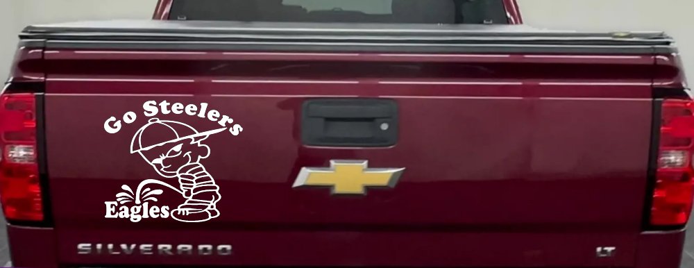 Go Steelers Pee On Eagles Calvin Facing Left Special Orders Car or Truck Window Decal Sticker