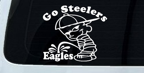 Go Steelers Pee On Eagles Calvin Facing Left Special Orders Car or Truck Window Decal Sticker