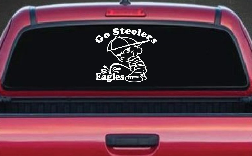 Go Steelers Pee On Eagles Calvin Facing Left Special Orders Car or Truck Window Decal Sticker