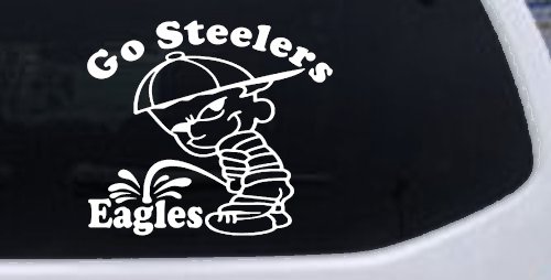 Go Steelers Pee On Eagles Calvin Facing Left Special Orders Car or Truck Window Decal Sticker