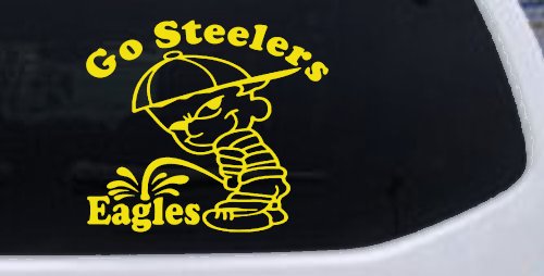 Go Steelers Pee On Eagles Calvin Facing Left Special Orders Car or Truck Window Decal Sticker