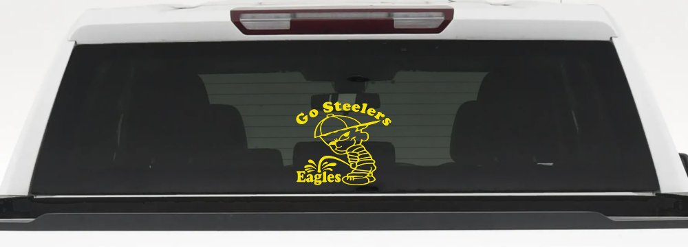 Go Steelers Pee On Eagles Calvin Facing Left Special Orders Car or Truck Window Decal Sticker