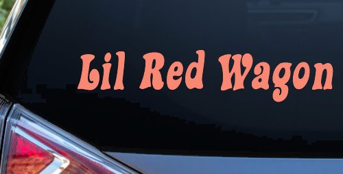 Lil Red Wagon Car or Truck Window Decal Sticker (Coral)