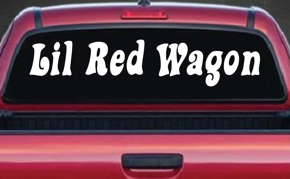 Lil Red Wagon Car or Truck Window Decal Sticker (White)