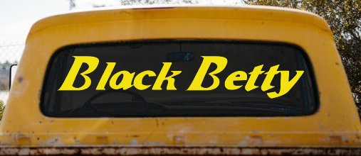 Black Betty Car or Truck Window Decal Sticker (Yellow)